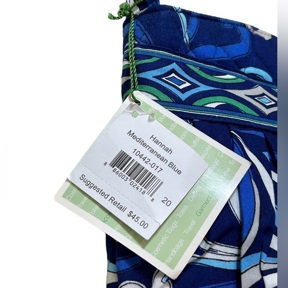 Vera Bradley Handbag Blue Mediterranean Hannah Zip Handbag RETIRED NWT - Picture 3 of 5